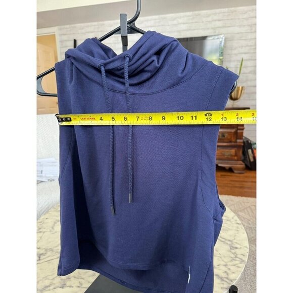 Under Armour Womens Cropped Sleeveless Sweatshirt with Hoodies Blue Size M - Picture 4 of 5